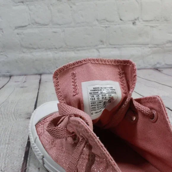 Converse Chuck Taylor All Star Pink Glitter Canvas Sneakers Size 13.5 - Picture 7 of 9